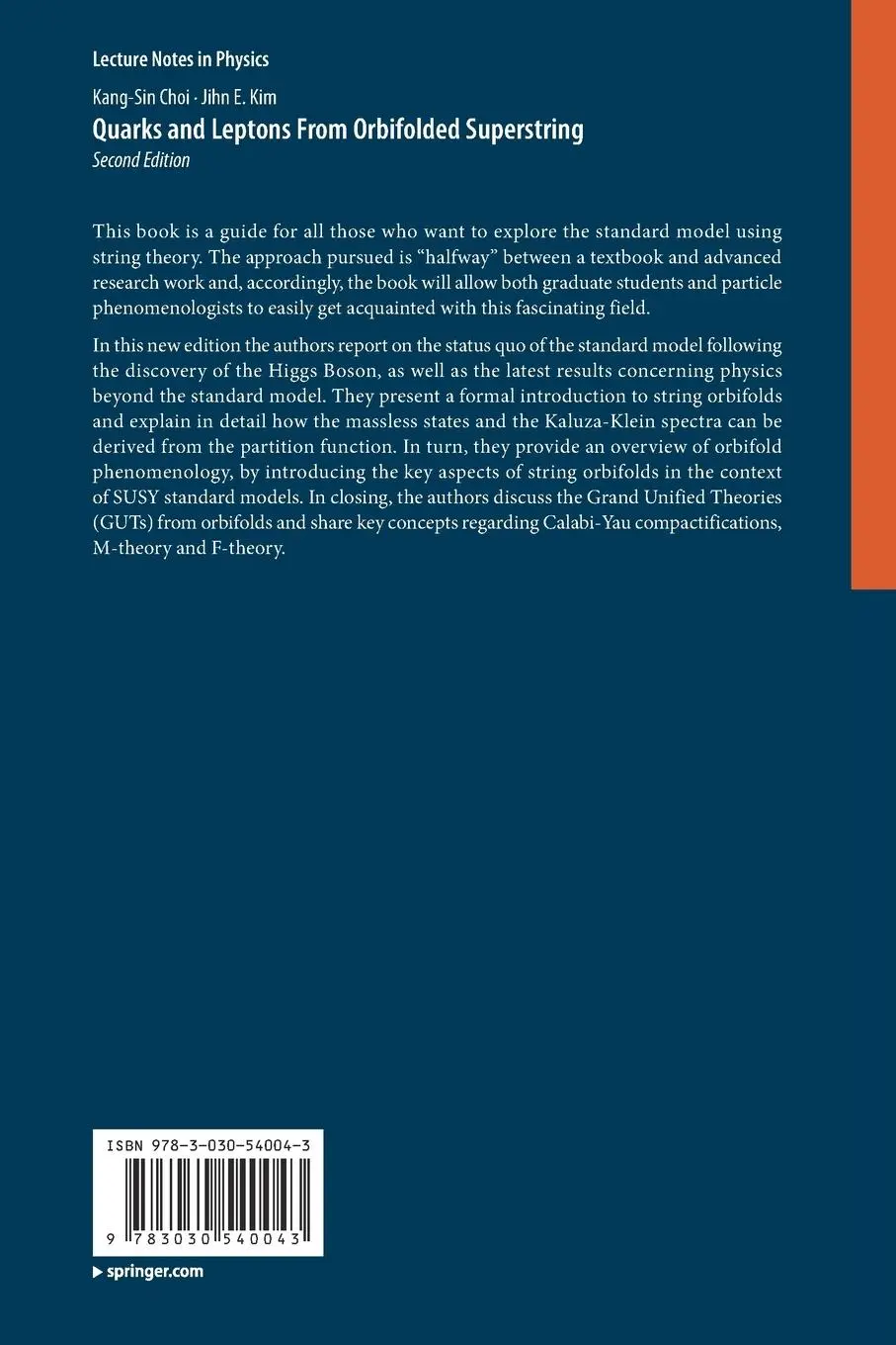 Rückseite: 9783030540043 | Quarks and Leptons From Orbifolded Superstring | Kang-Sin Choi (u. a.)