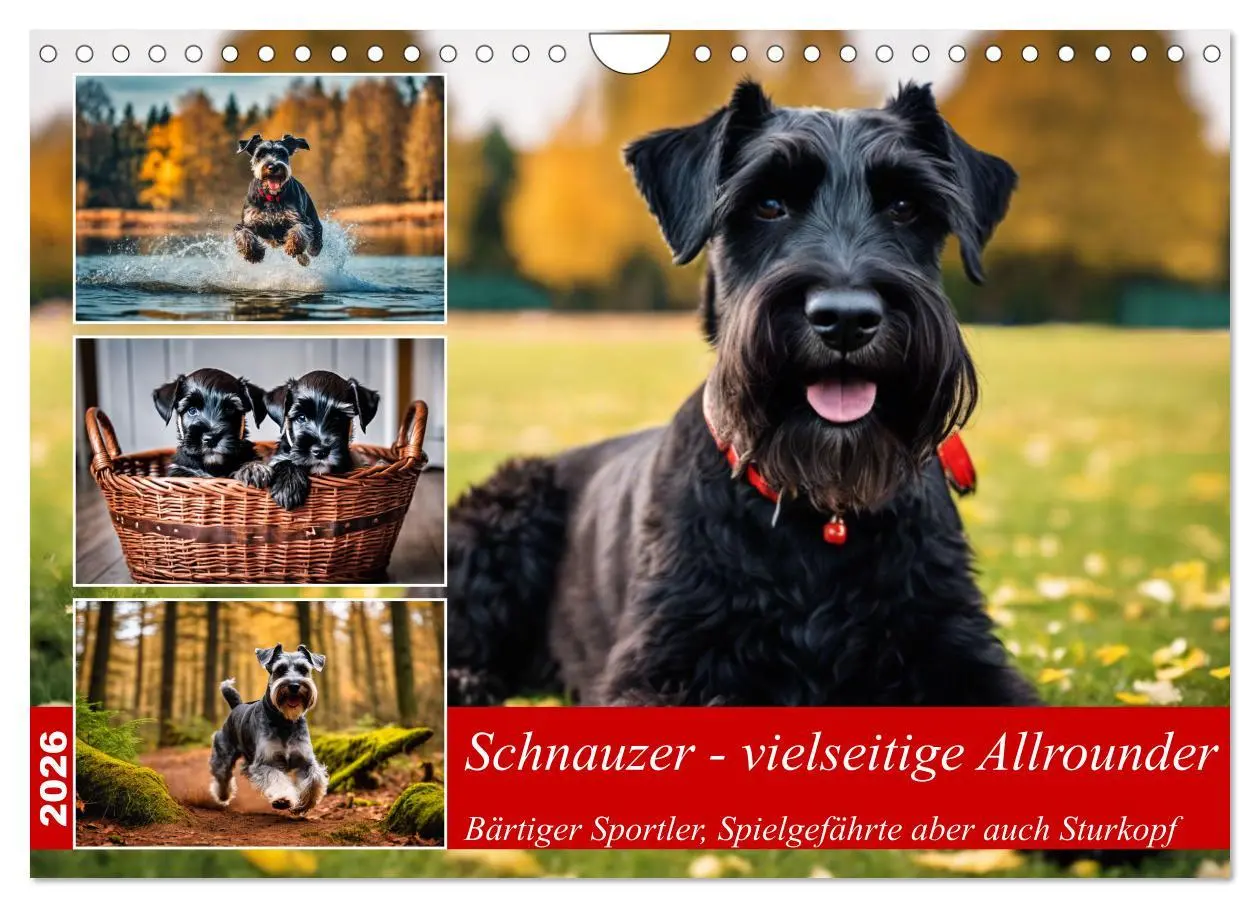 Cover: 9783457330043 | Schnauzer - vielseitige Allrounder (Wandkalender 2026 DIN A4 quer),...