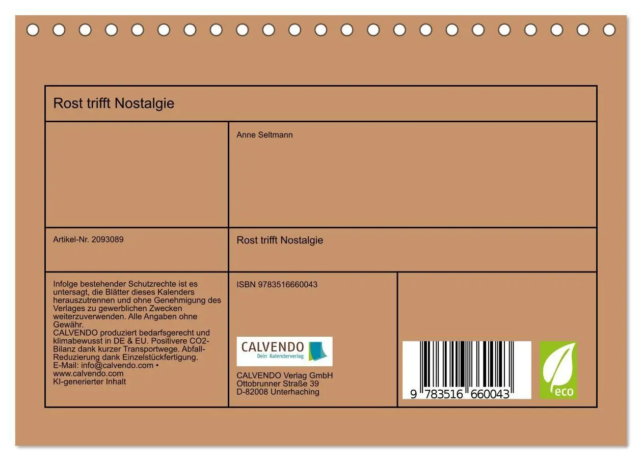Bild: 9783516660043 | Rost trifft Nostalgie (Tischkalender 2026 DIN A5 quer), CALVENDO...