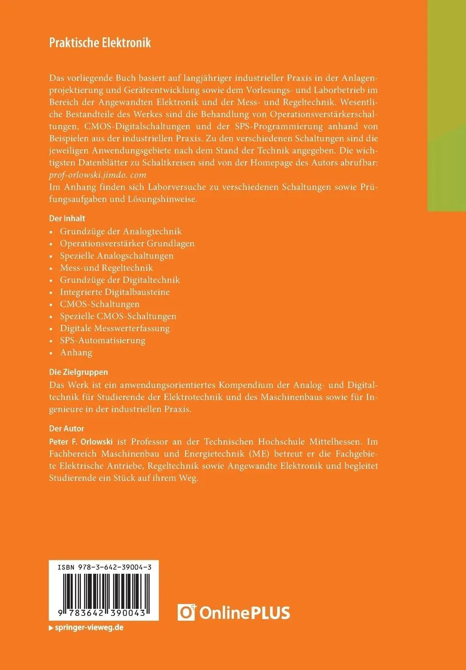 Rückseite: 9783642390043 | Praktische Elektronik | Peter F. Orlowski | Taschenbuch | x | Deutsch