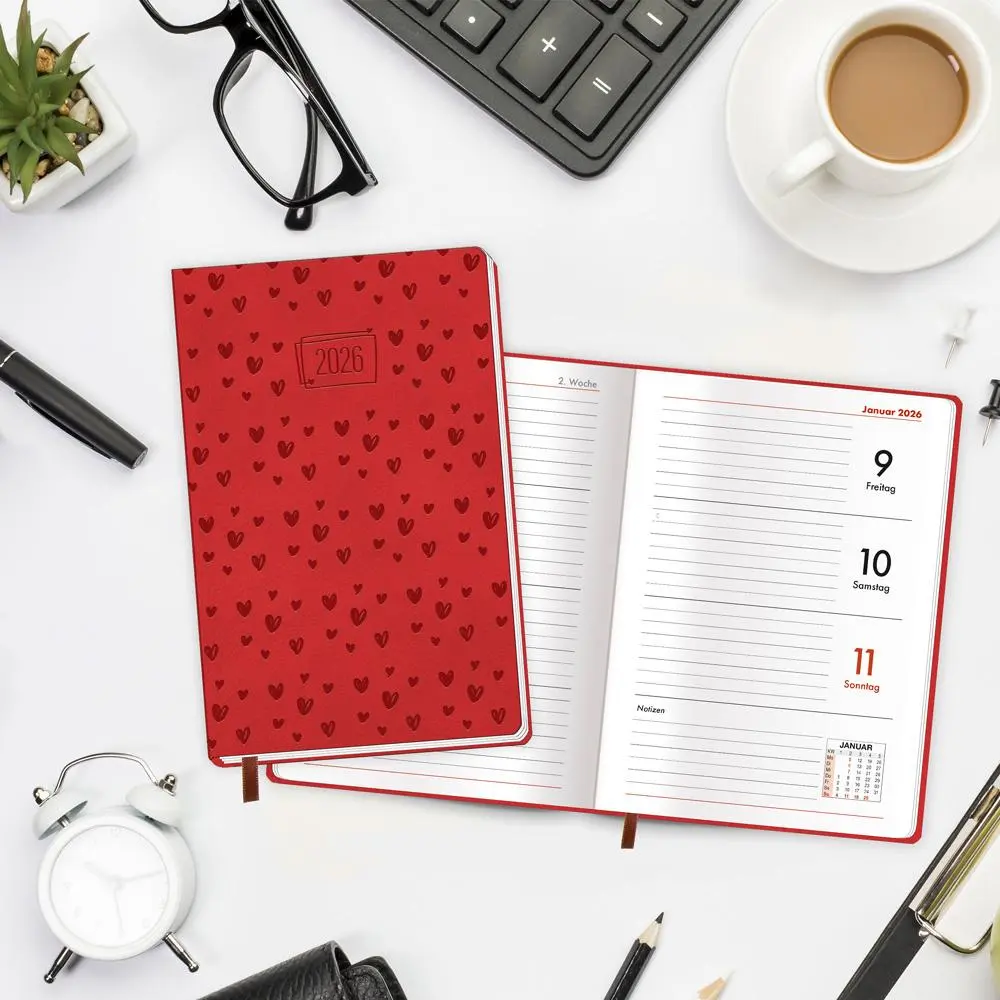 Bild: 4251901510143 | Trötsch Taschenkalender A6 Soft Touch Herzchen 2026 | KG | Kalender