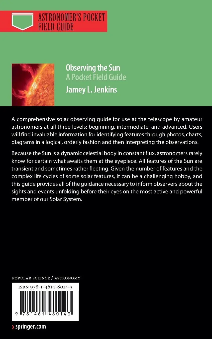 Rückseite: 9781461480143 | Observing the Sun | A Pocket Field Guide | Jamey L. Jenkins | Buch
