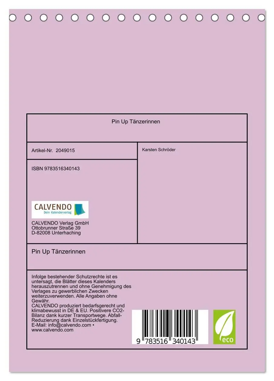 Bild: 9783516340143 | Pin Up Tänzerinnen (Tischkalender 2026 DIN A5 hoch), CALVENDO...