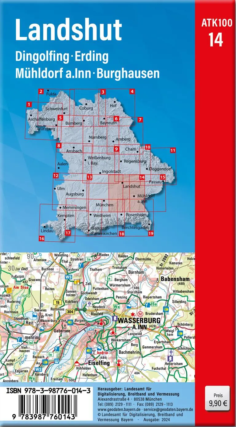 Rückseite: 9783987760143 | ATK100-14 Landshut (Amtliche Topographische Karte 1:100000) | Deutsch