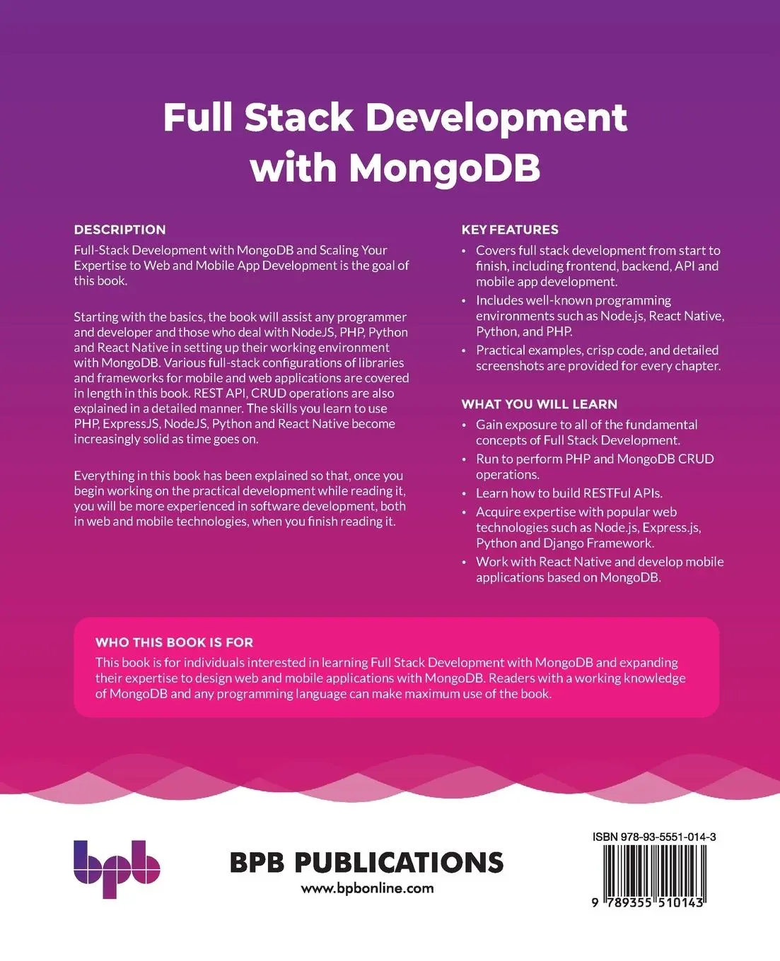 Rückseite: 9789355510143 | Full Stack Development with MongoDB | Manu Sharma | Taschenbuch | 2022