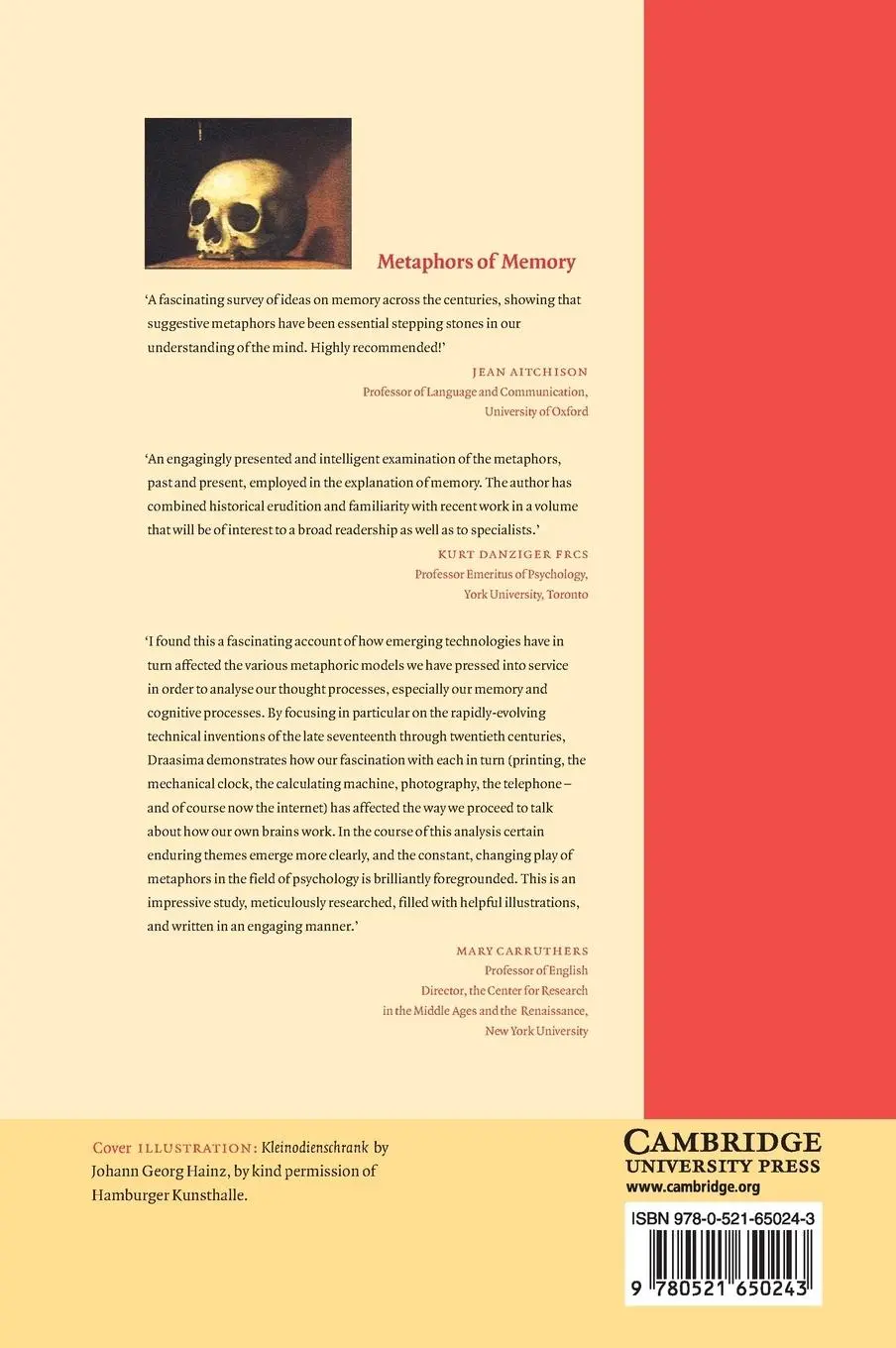 Rückseite: 9780521650243 | Metaphors of Memory | A History of Ideas about the Mind | Buch | 2011