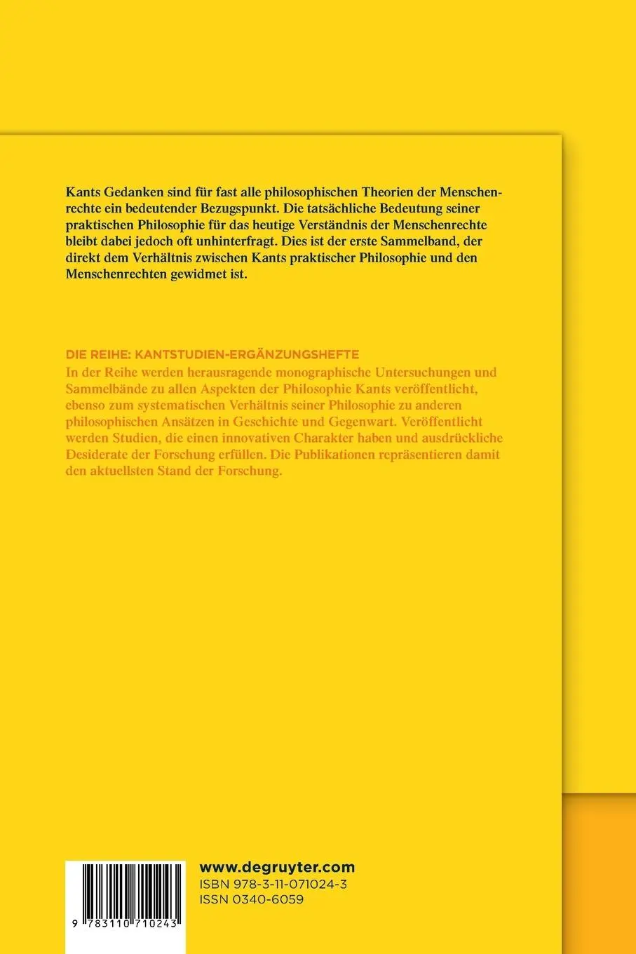 Rückseite: 9783110710243 | Kant und Menschenrechte | Reza Mosayebi | Taschenbuch | VI | Deutsch