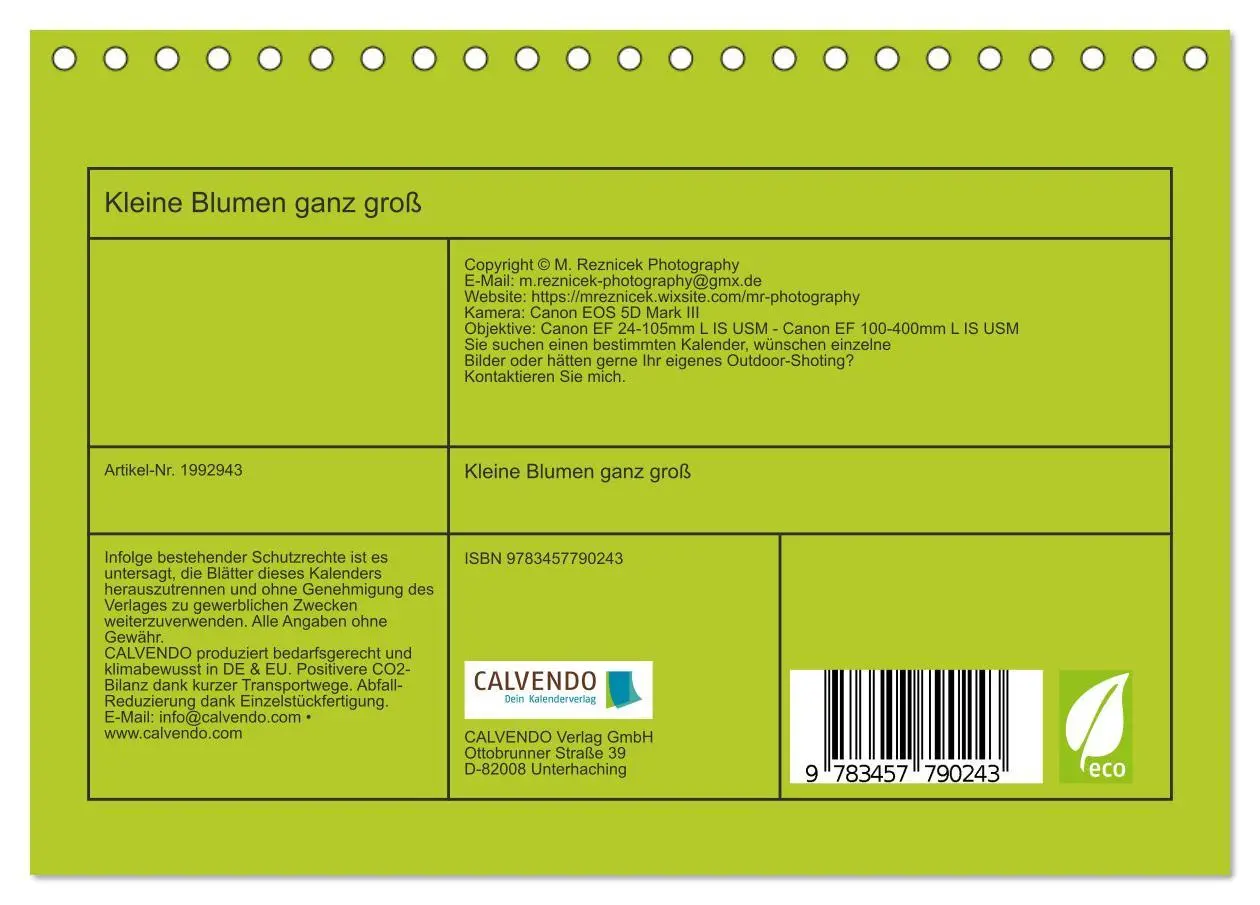 Bild: 9783457790243 | Kleine Blumen ganz groß (Tischkalender 2026 DIN A5 quer), CALVENDO...