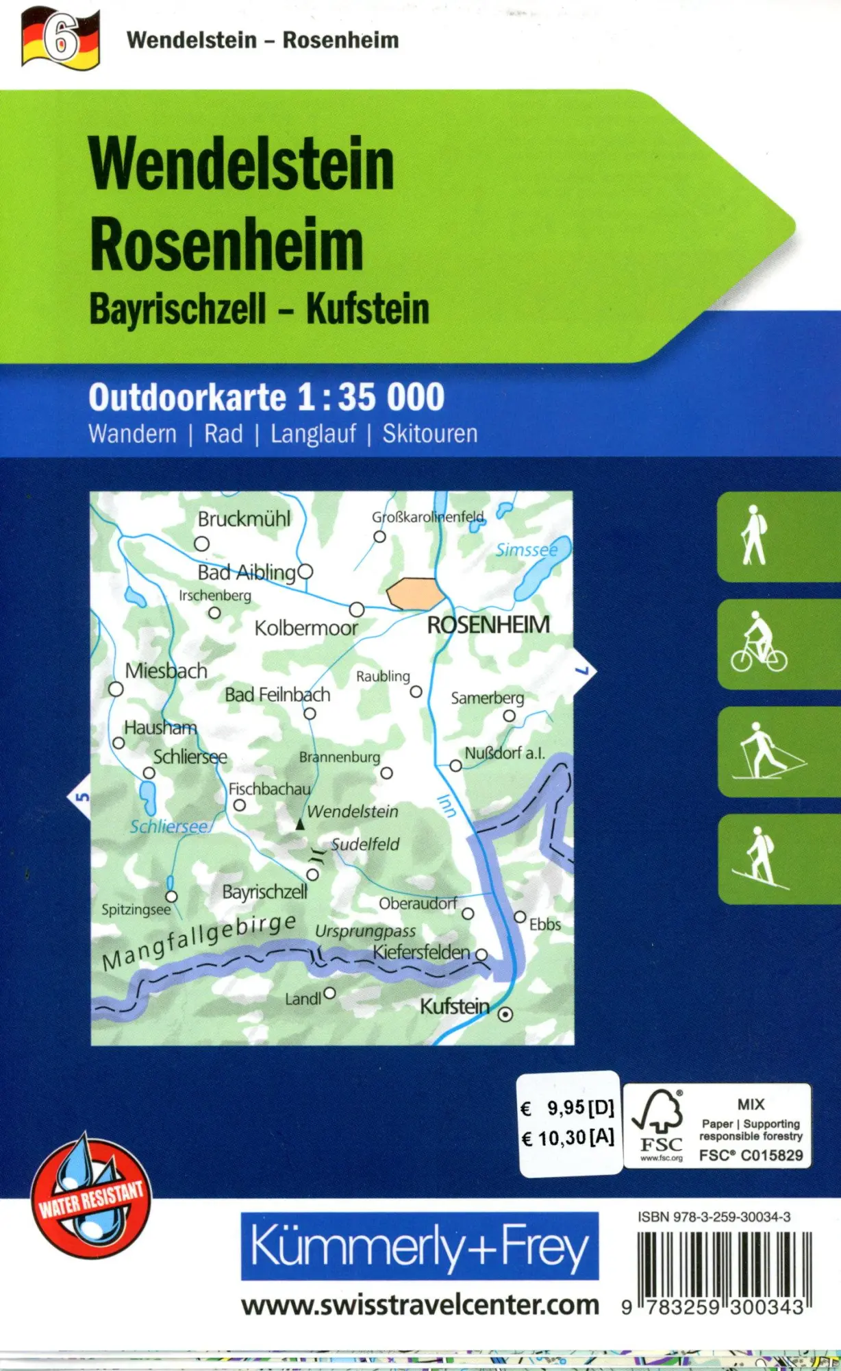 Bild: 9783259300343 | Kümmerly+Frey Outdoorkarte Deutschland 6 Wendelstein, Rosenheim...