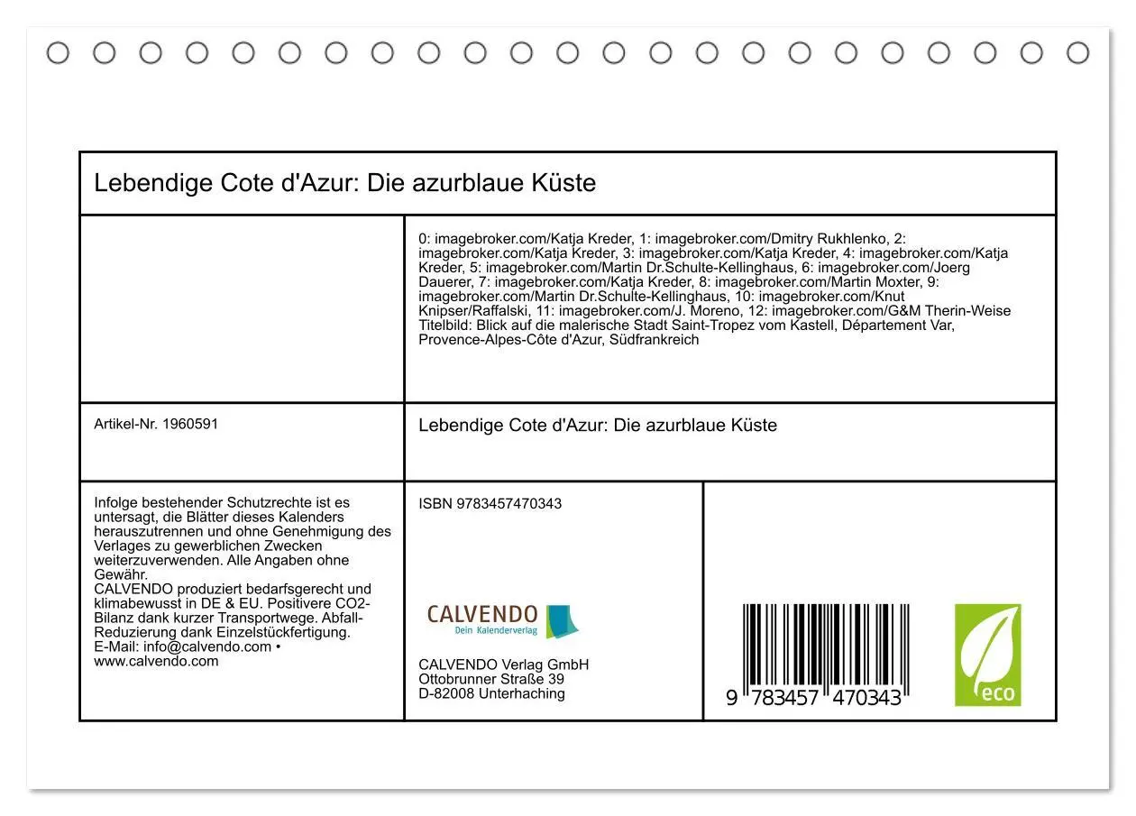 Bild: 9783457470343 | Lebendige Cote d'Azur: Die azurblaue Küste (Tischkalender 2026 DIN...