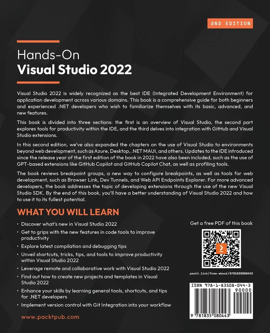 Rückseite: 9781835080443 | Hands-On Visual Studio 2022 - Second Edition | Rojas (u. a.) | Buch
