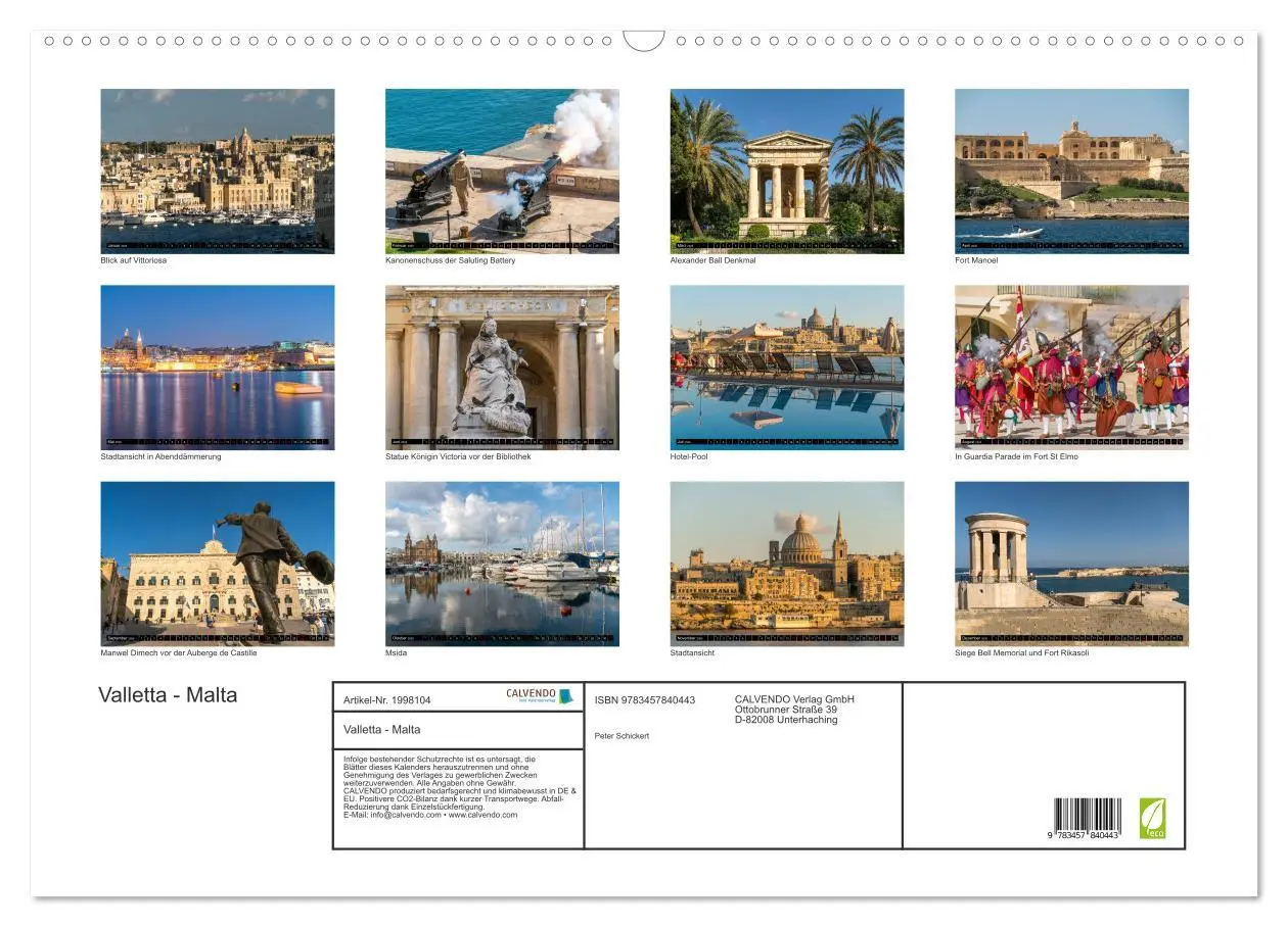 Bild: 9783457840443 | Valletta - Malta (Wandkalender 2026 DIN A2 quer), CALVENDO...