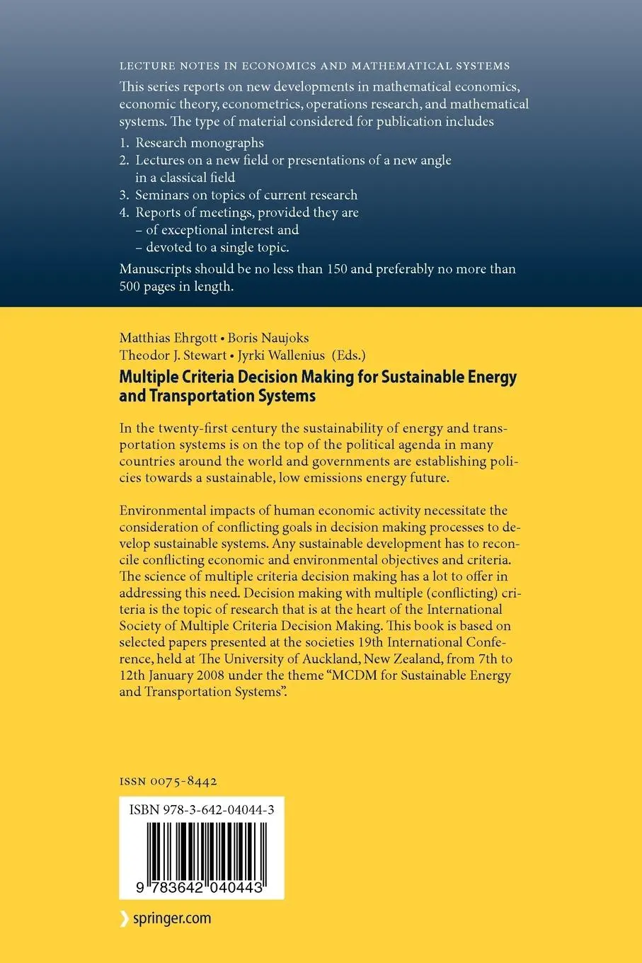 Rückseite: 9783642040443 | Multiple Criteria Decision Making for Sustainable Energy and...