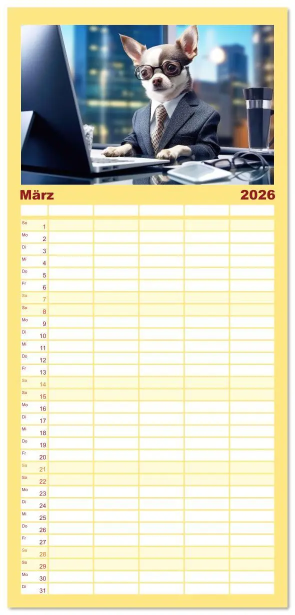 Bild: 9783516610543 | Familienplaner 2026 - Lustige Chihuahua-Momente mit 5 Spalten...