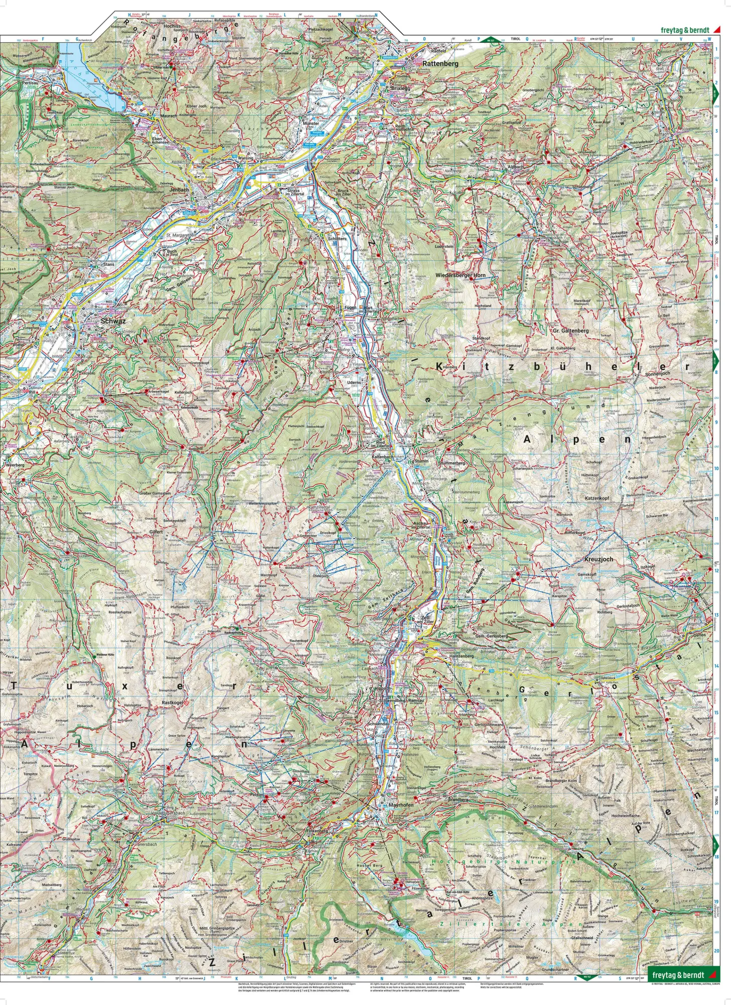 Bild: 9783707920543 | freytag &amp; berndt Wanderkarte WK 151 Zillertal, Tuxer Alpen -...