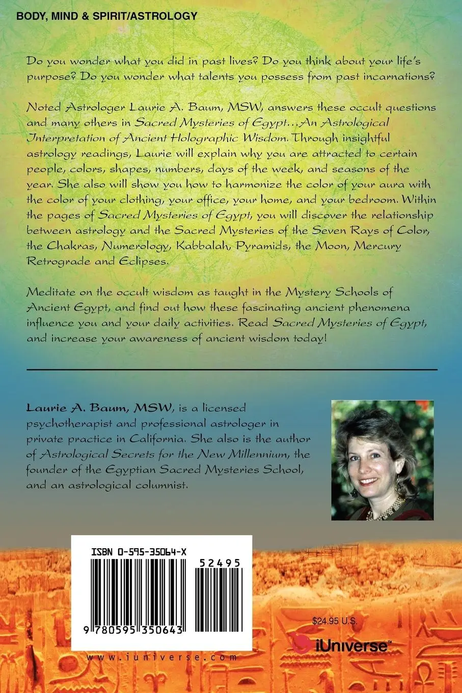 Rückseite: 9780595350643 | Sacred Mysteries of Egypt | Laurie A. Baum Msw | Taschenbuch | 2005