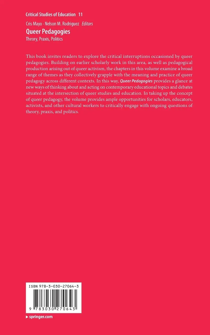 Rückseite: 9783030270643 | Queer Pedagogies | Theory, Praxis, Politics | Rodriguez (u. a.) | Buch