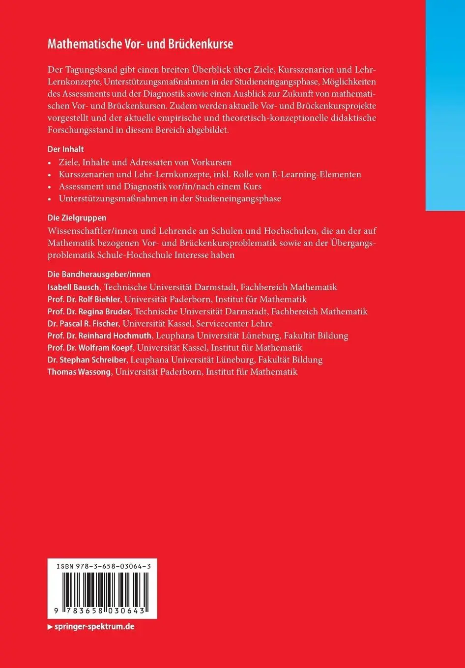 Rückseite: 9783658030643 | Mathematische Vor- und Brückenkurse | Isabell Bausch (u. a.) | Buch