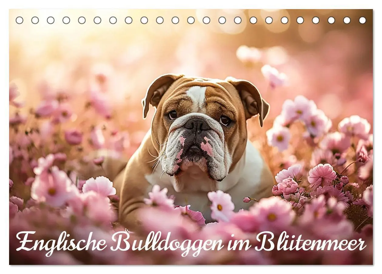 Cover: 9783457430743 | Englische Bulldoggen im Blütenmeer (Tischkalender 2026 DIN A5...