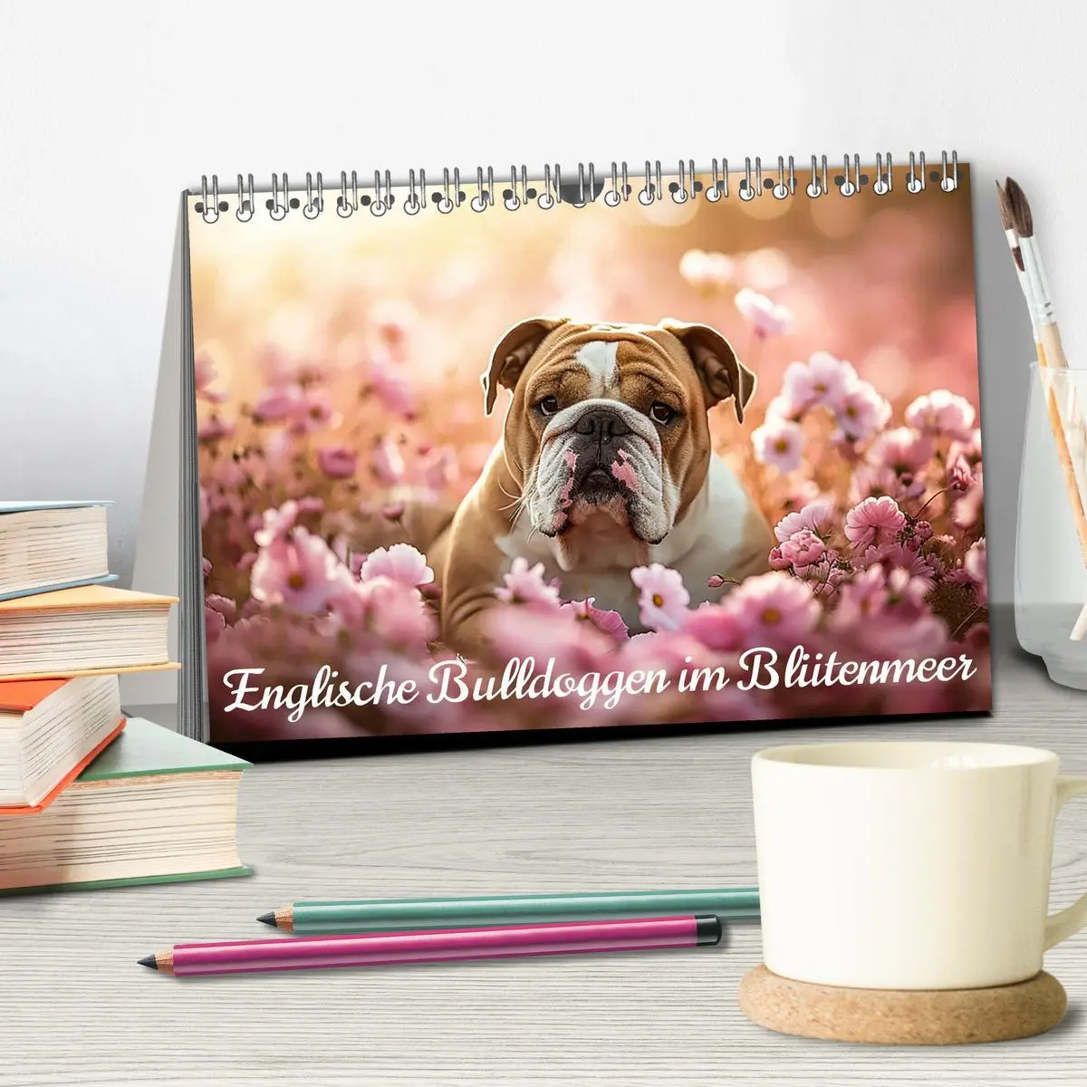 Bild: 9783457430743 | Englische Bulldoggen im Blütenmeer (Tischkalender 2026 DIN A5...