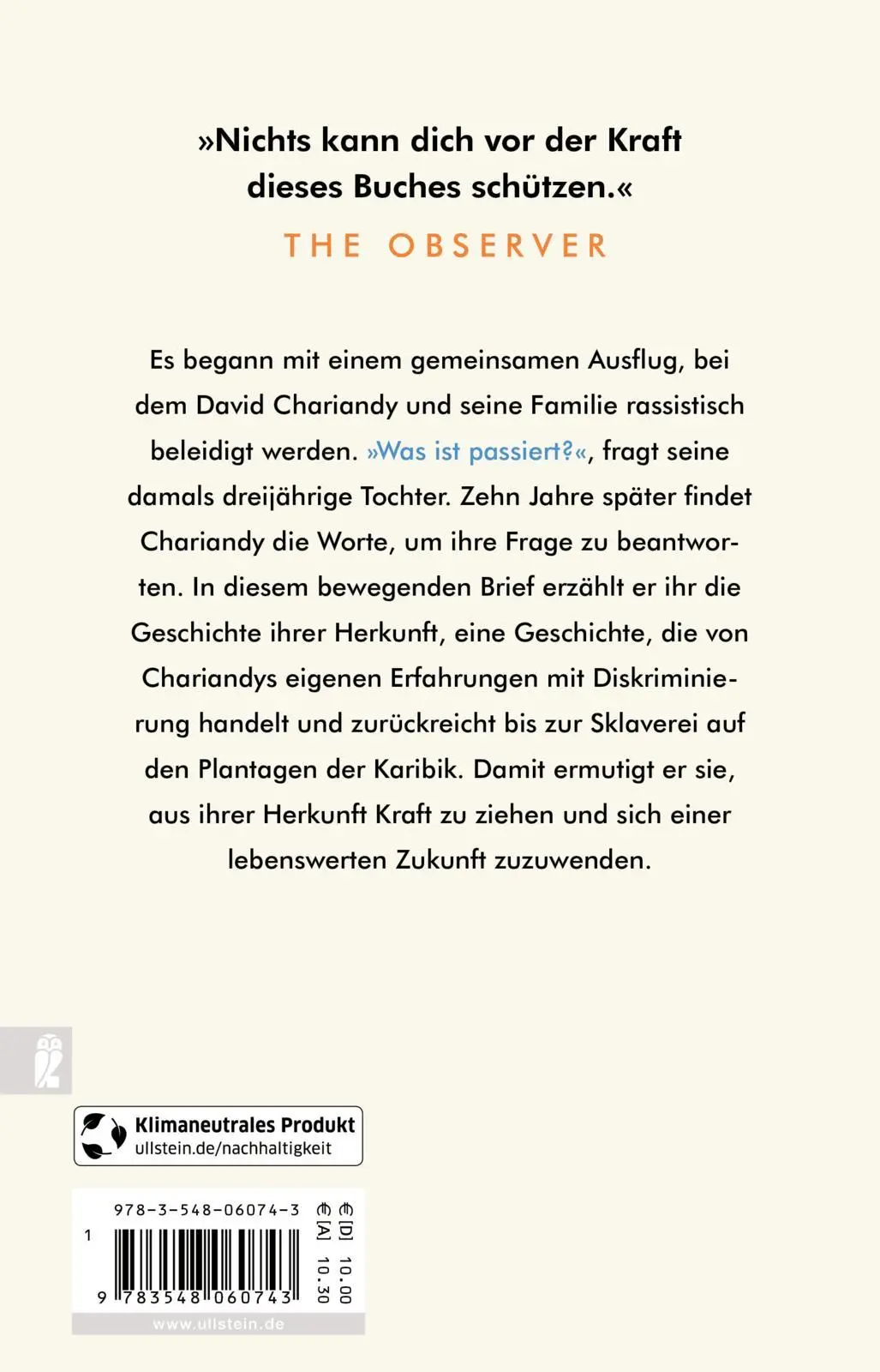 Rückseite: 9783548060743 | Liebste Tochter - Was ich dir erzählen wollte | David Chariandy | Buch