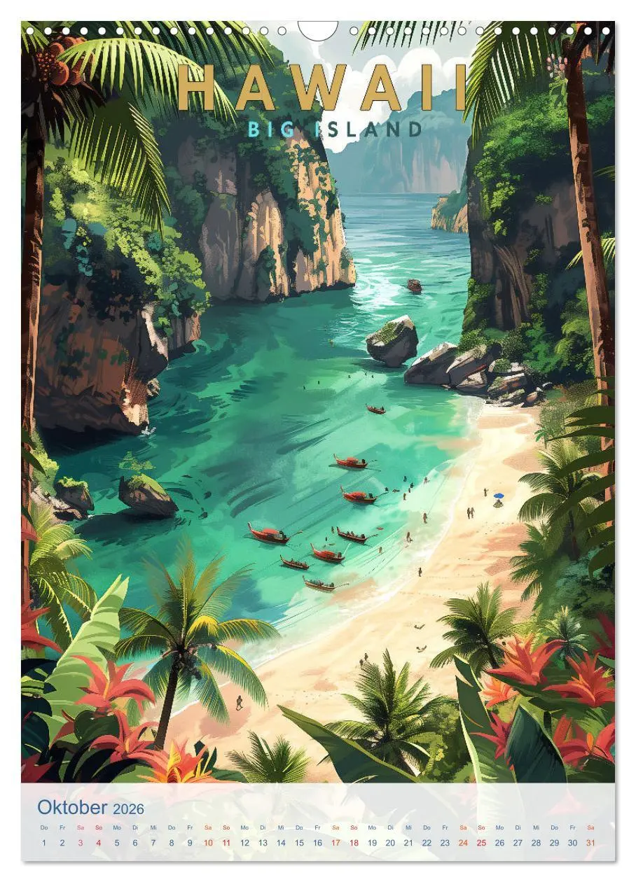 Bild: 9783457280843 | Hawaii - Old School Poster Style (Wandkalender 2026 DIN A3 hoch),...
