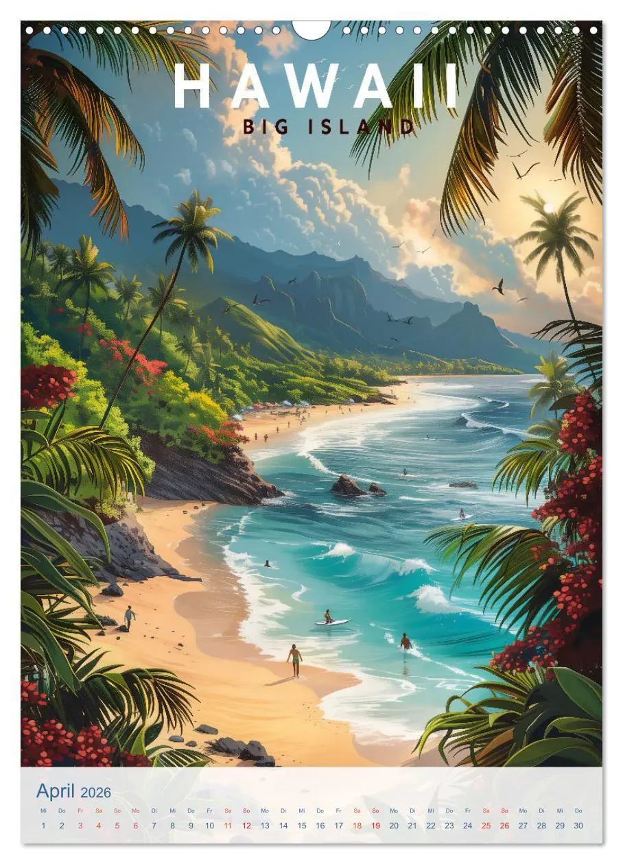 Bild: 9783457280843 | Hawaii - Old School Poster Style (Wandkalender 2026 DIN A3 hoch),...
