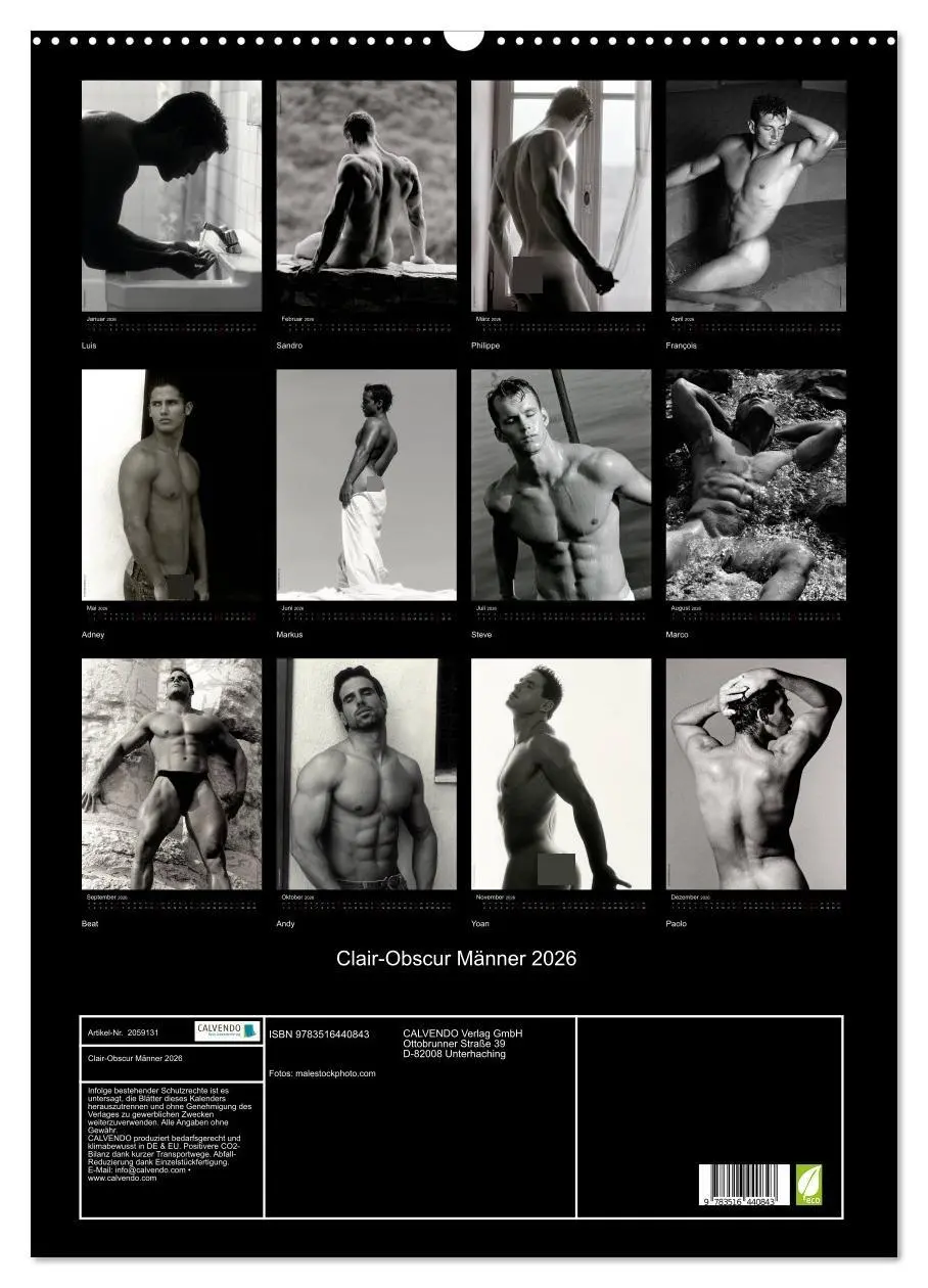 Bild: 9783516440843 | Clair-Obscur Männer 2026 (Wandkalender 2026 DIN A2 hoch), CALVENDO...