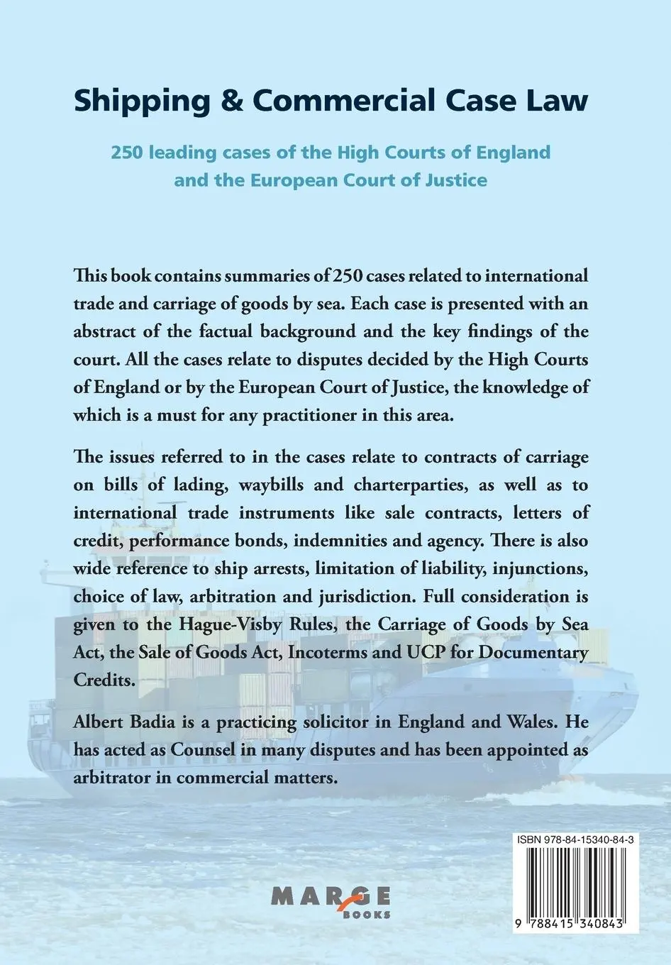Rückseite: 9788415340843 | Shipping and Commercial Case Law | Albert Badia | Taschenbuch | 2021