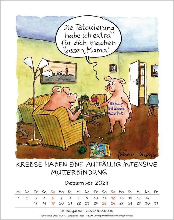 Bild: 9783819300943 | Krebs 2027 | Verlag Korsch | Kalender | Spiralbindung | 13 S. | 2027