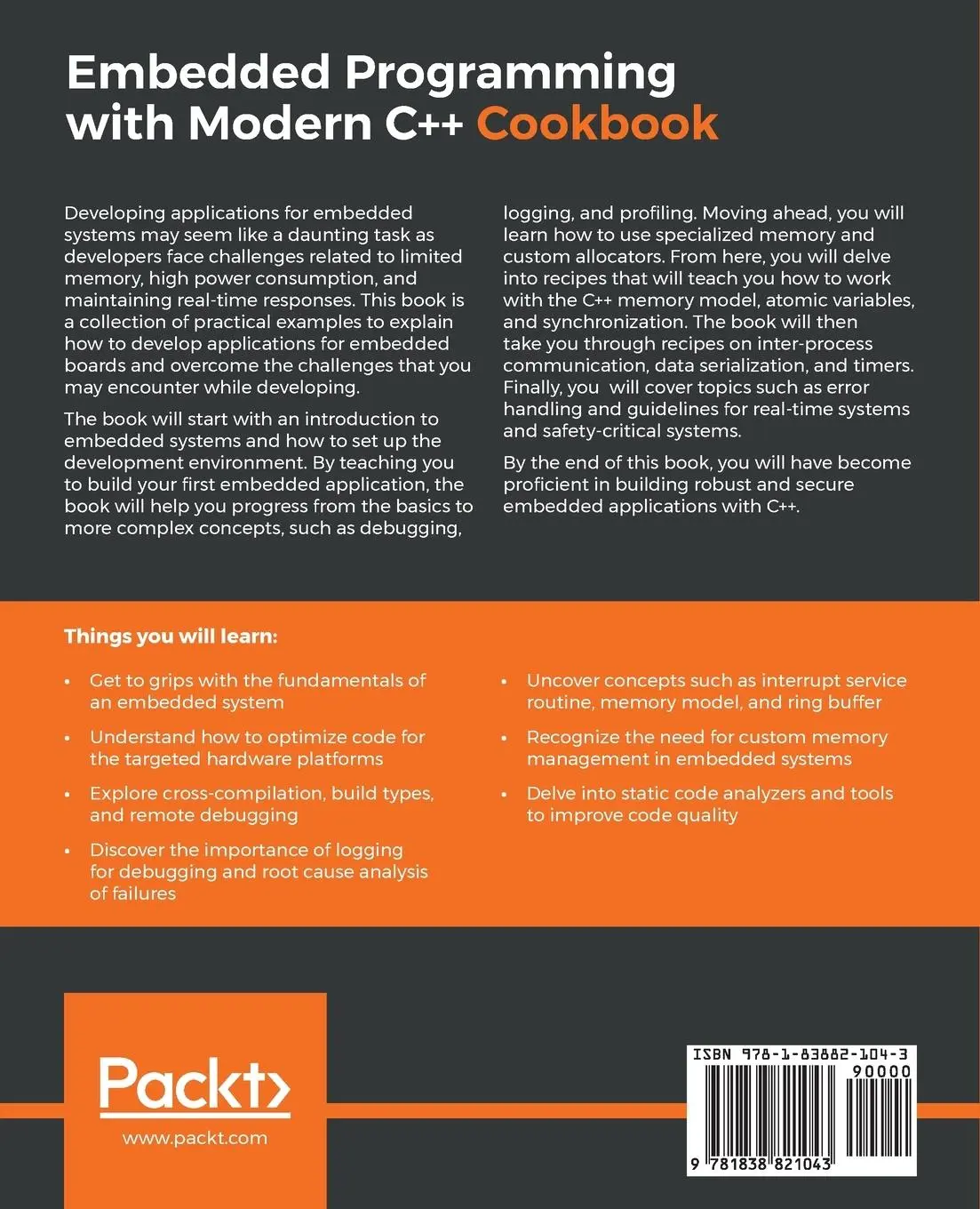 Rückseite: 9781838821043 | Embedded Programming with C++ Cookbook | Igor Viarheichyk | Buch