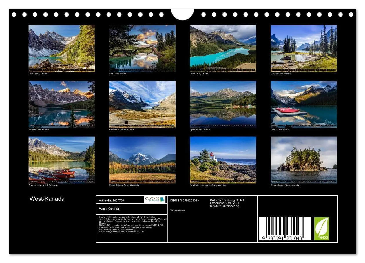 Bild: 9783594231043 | West-Kanada (Wandkalender 2027 DIN A4 quer), CALVENDO Monatskalender