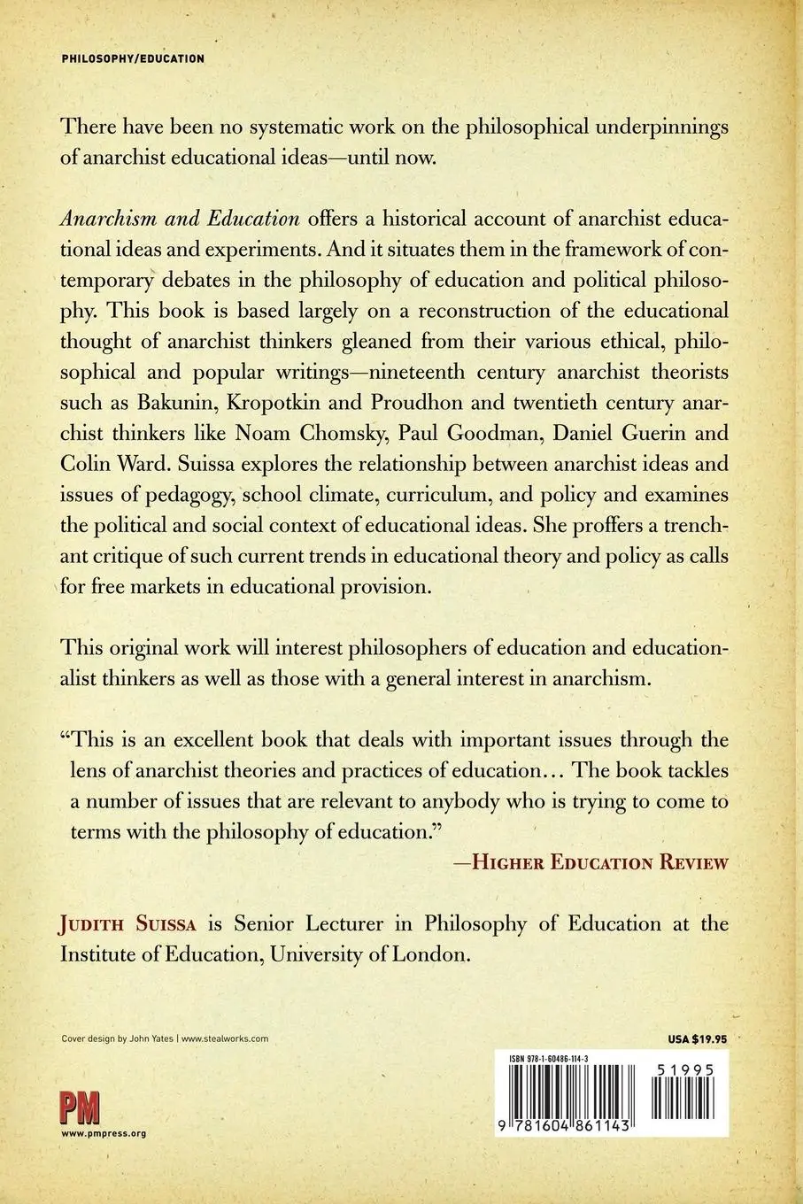 Rückseite: 9781604861143 | Anarchism and Education | A Philosophical Perspective | Judith Suisa