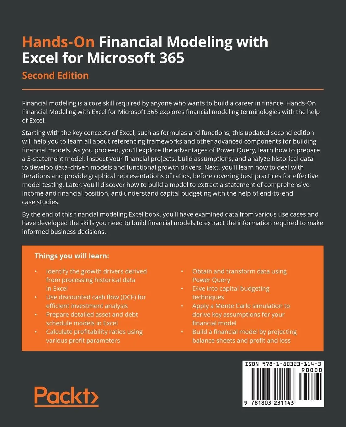 Rückseite: 9781803231143 | Hands-On Financial Modeling with Excel for Microsoft 365 - Second...