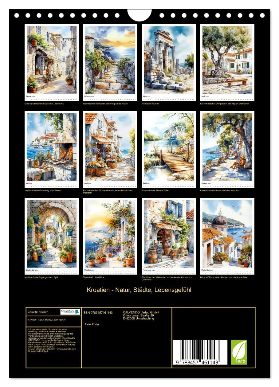 Bild: 9783457461143 | Kroatien - Natur, Städte, Lebensgefühl (Wandkalender 2026 DIN A4...