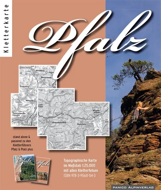 Cover: 9783956111143 | Kletterkarte Pfalz | Topographische Karte mit allen Kletterfelsen