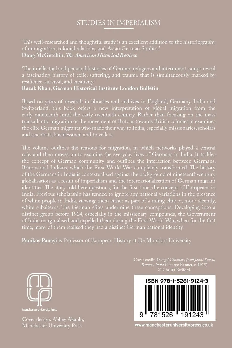 Rückseite: 9781526191243 | The Germans in India | Elite European migrants in the British Empire