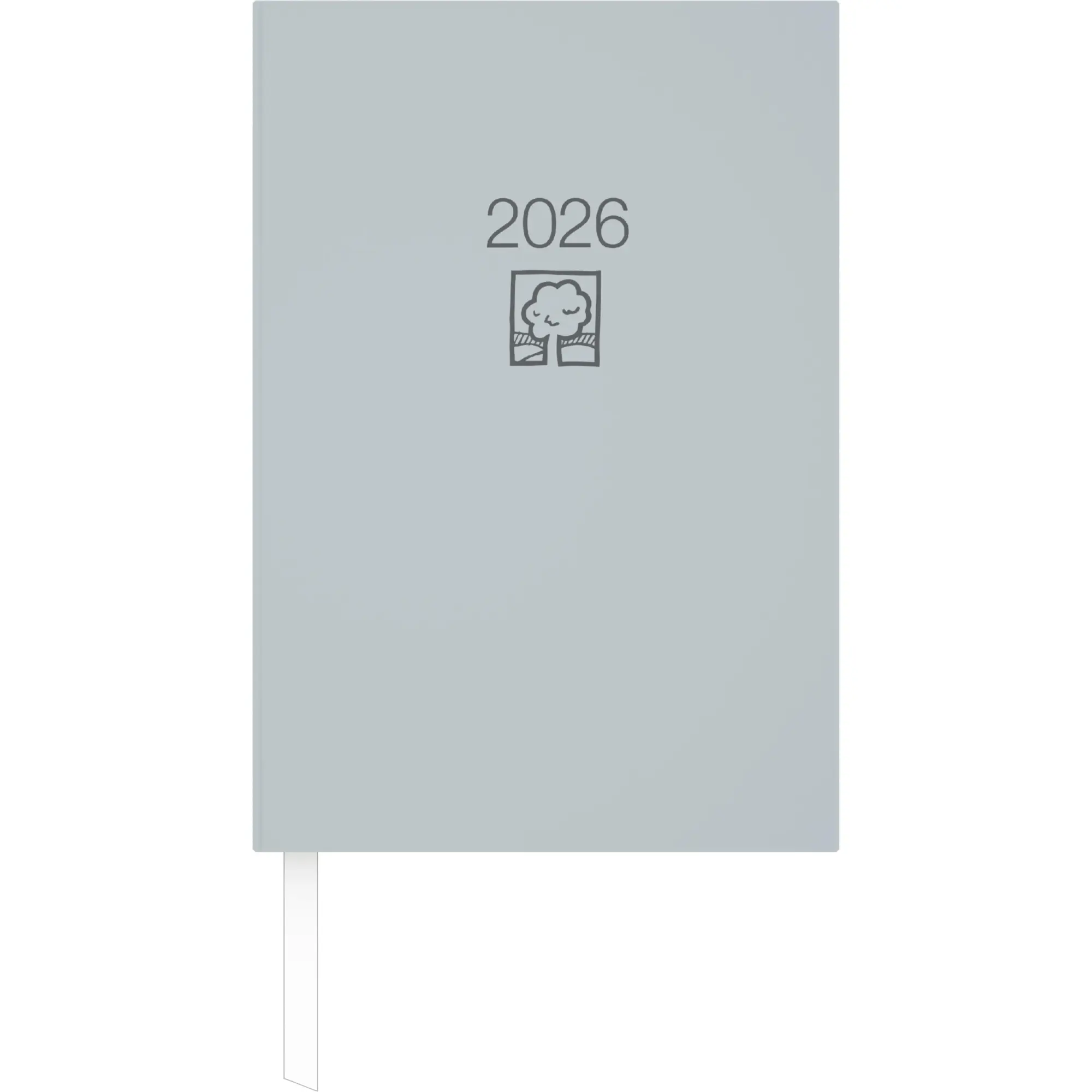 Cover: 4069095001343 | Buchkalender grau 2026 - Bürokalender 14,5x21 - 1T/1S - Blauer...