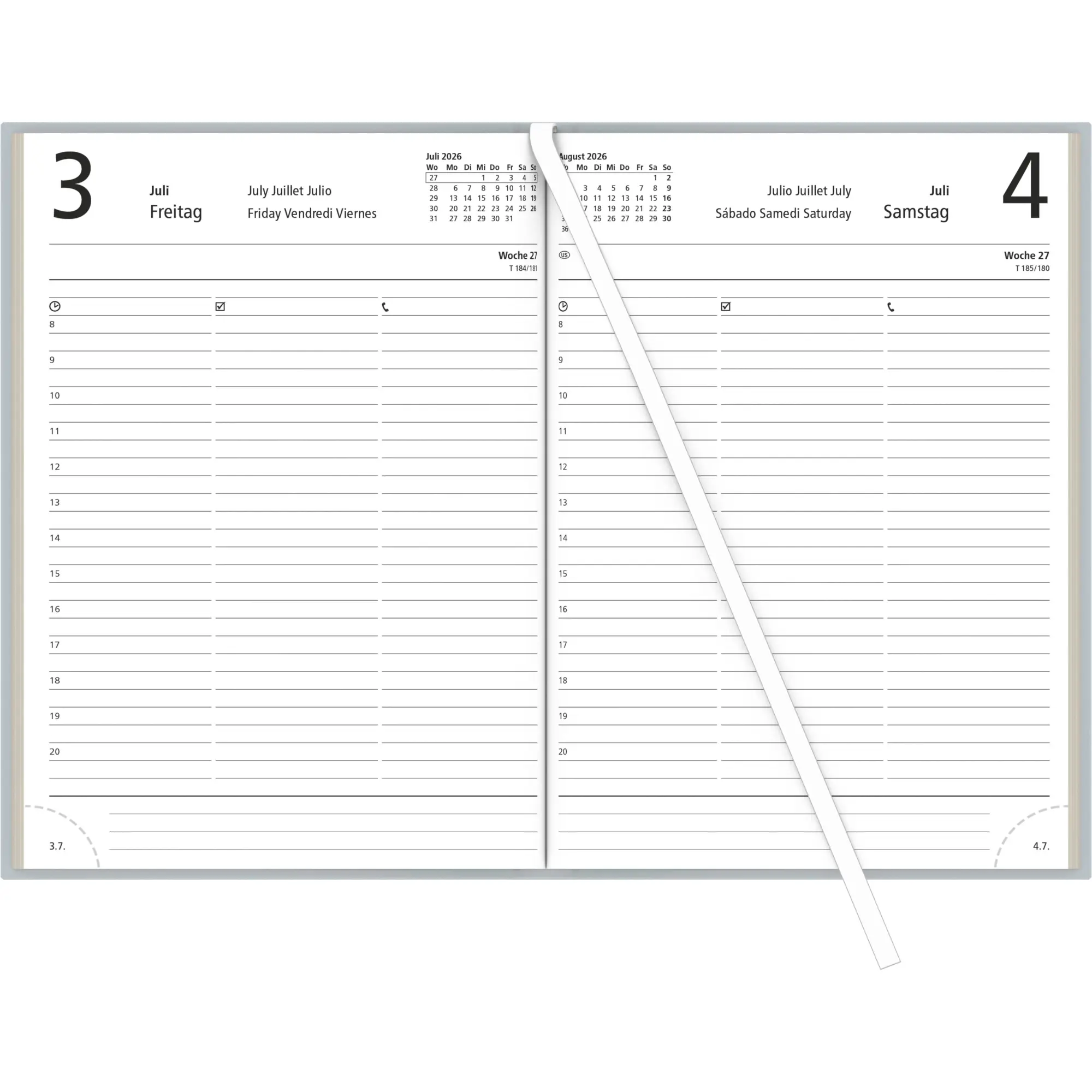 Bild: 4069095001343 | Buchkalender grau 2026 - Bürokalender 14,5x21 - 1T/1S - Blauer...