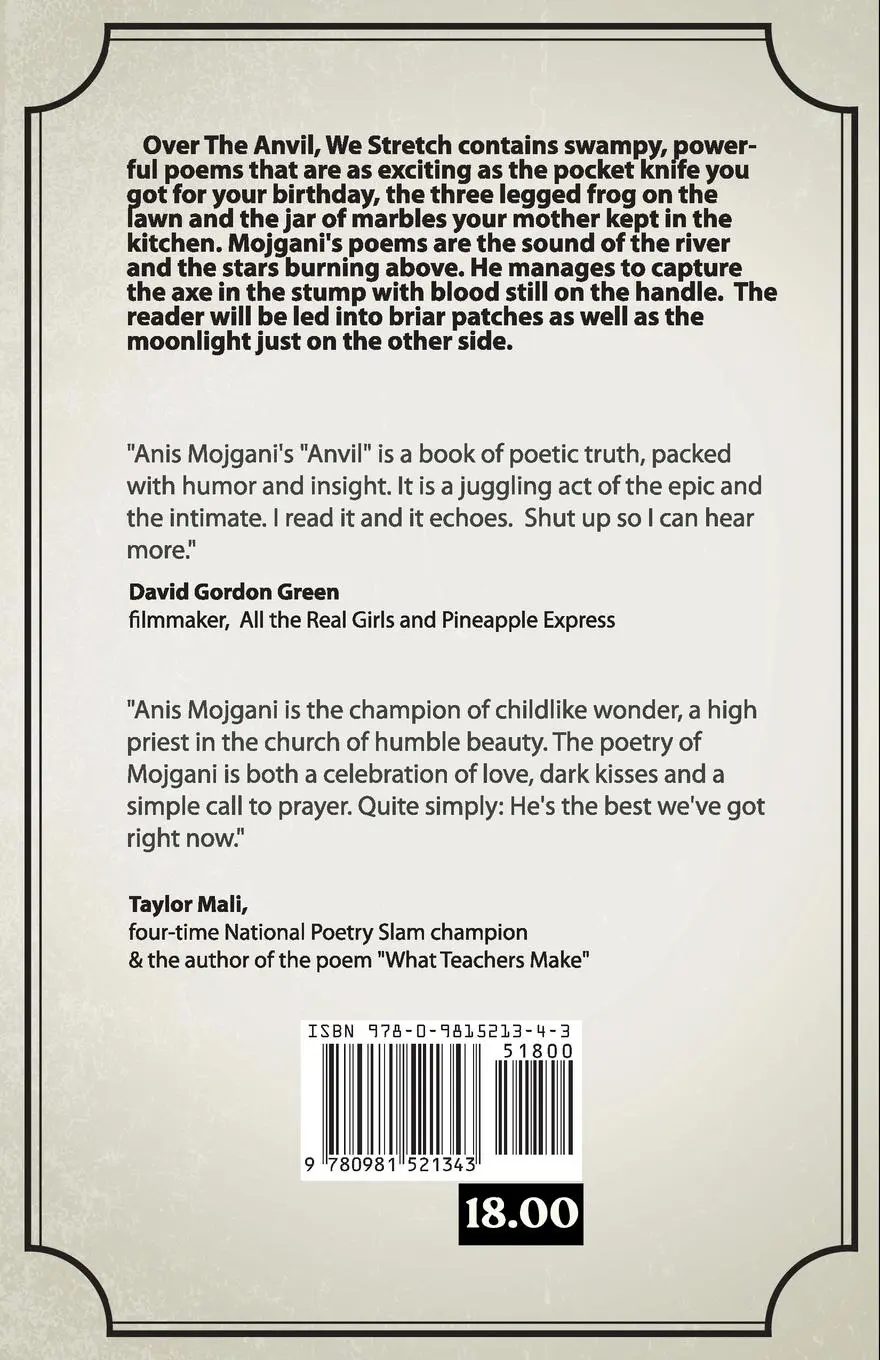 Rückseite: 9780981521343 | Over the Anvil We Stretch | Anis Mojgani | Taschenbuch | Englisch