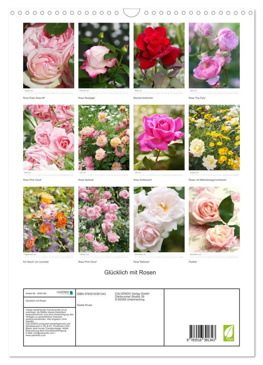 Bild: 9783516391343 | Glücklich mit Rosen (Wandkalender 2026 DIN A3 hoch), CALVENDO...