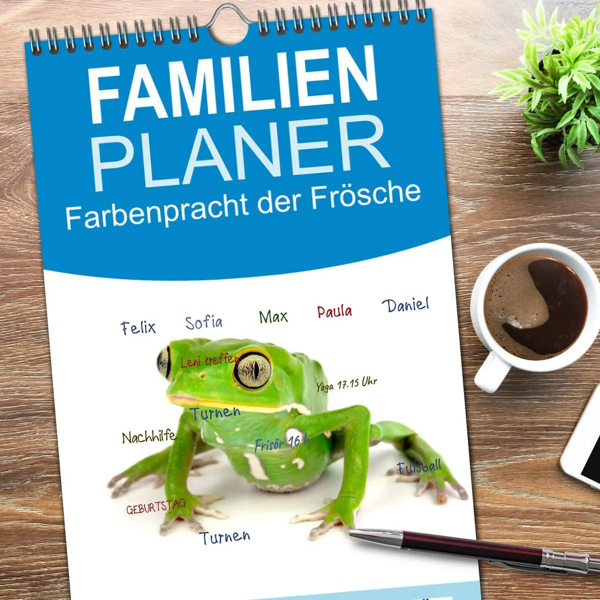 Bild: 9783516521443 | Familienplaner 2026 - Farbenpracht der Frösche mit 5 Spalten...