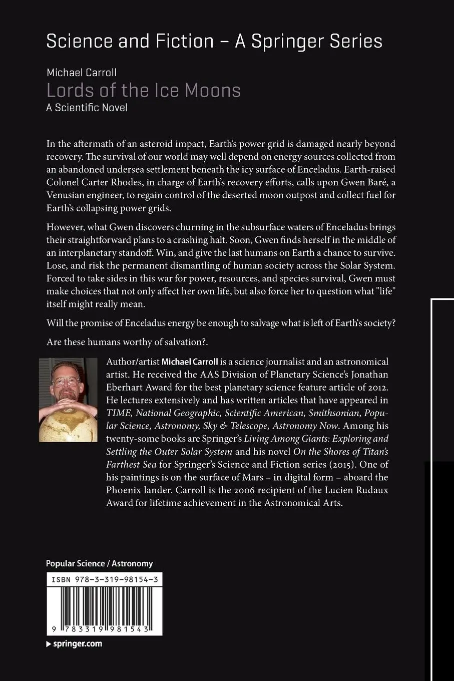 Rückseite: 9783319981543 | Lords of the Ice Moons | A Scientific Novel | Michael Carroll | Buch