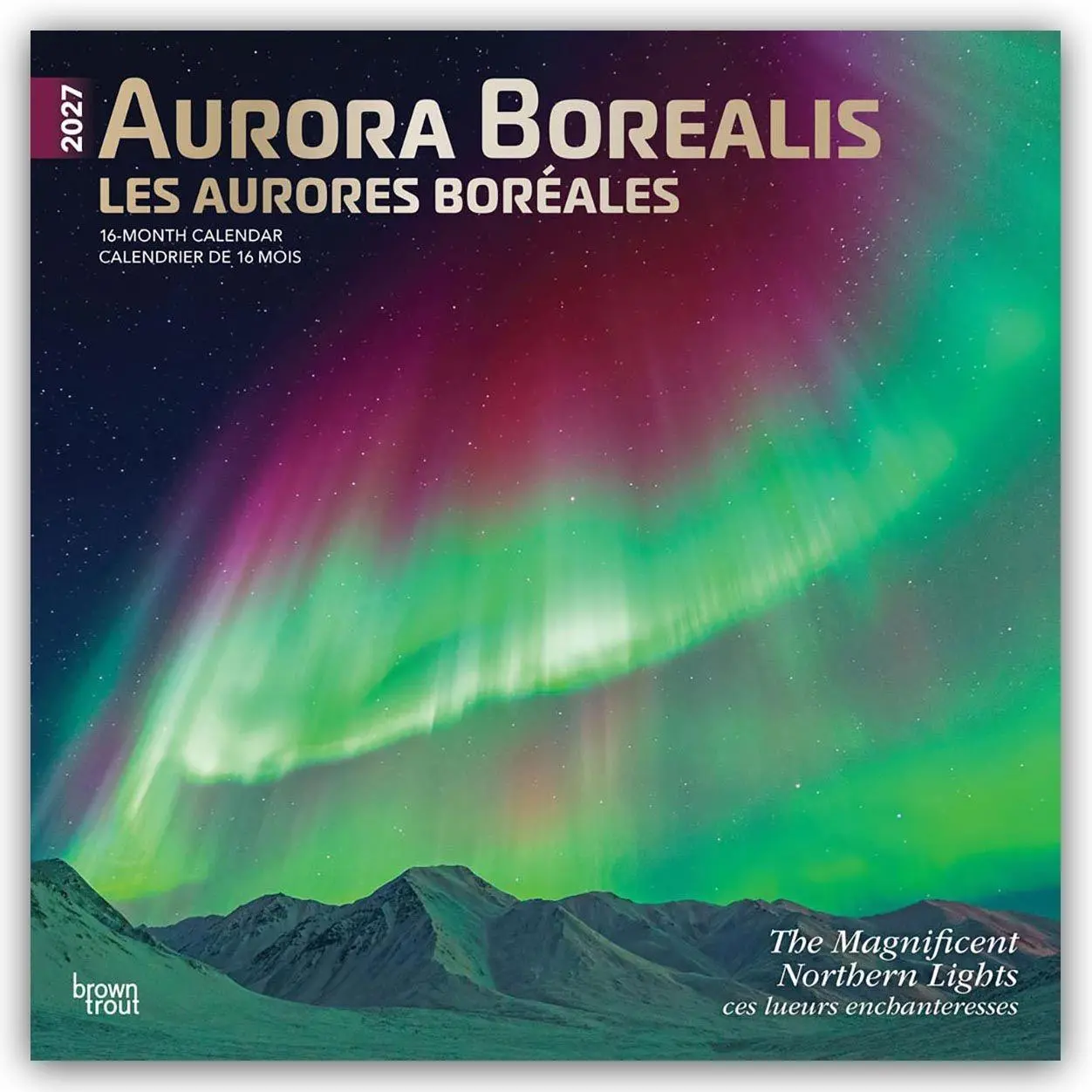 Cover: 9798330711543 | Aurora Borealis 2027 12 X 24 Inch (Hanging) Monthly Square Wall...
