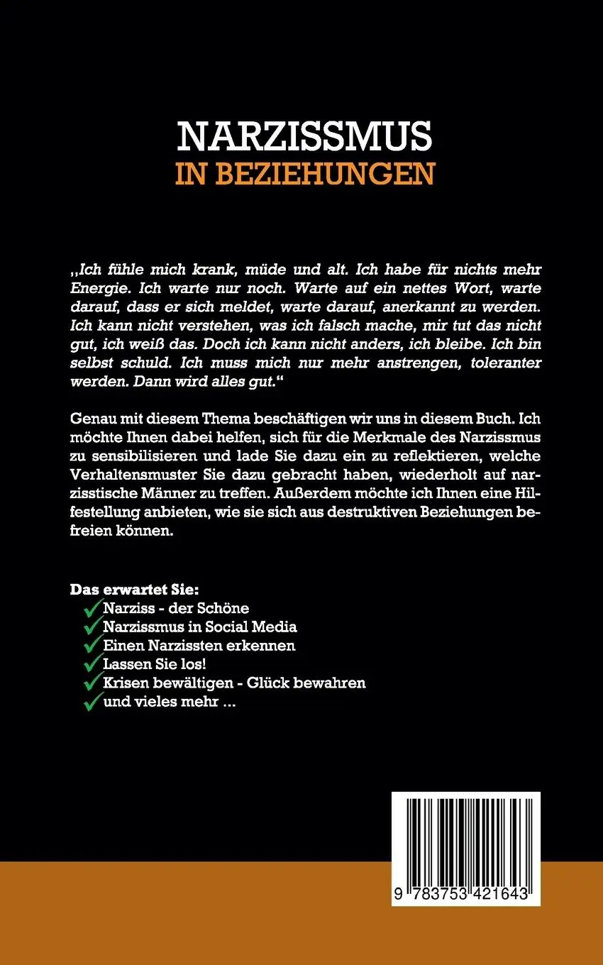Rückseite: 9783753421643 | Narzissmus in Beziehungen: Woran Sie einen Narzissten erkennen,...