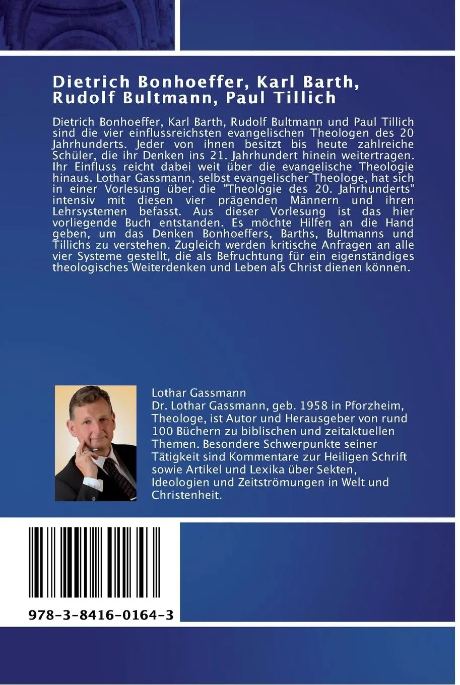 Rückseite: 9783841601643 | Dietrich Bonhoeffer, Karl Barth, Rudolf Bultmann, Paul Tillich | Buch