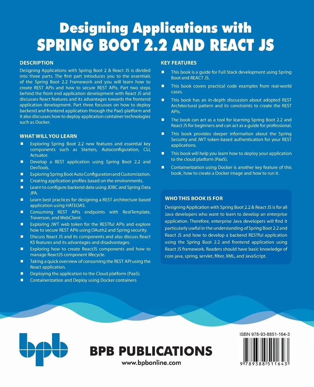 Rückseite: 9789388511643 | Designing Applications with Spring Boot 2.2 and React JS | Rajput
