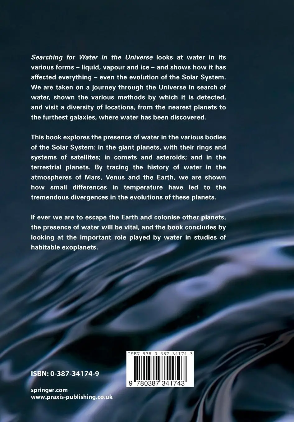 Rückseite: 9780387341743 | Searching for Water in the Universe | Thérèse Encrenaz | Taschenbuch