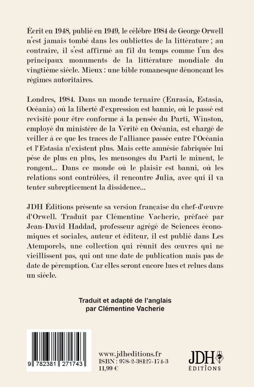 Rückseite: 9782381271743 | 1984 | George Orwell | Taschenbuch | Kartoniert / Broschiert | 2021