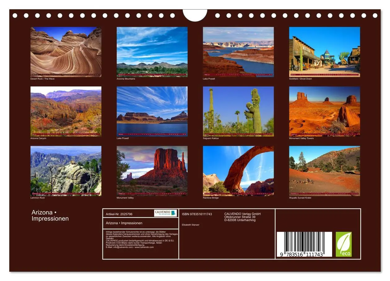 Bild: 9783516111743 | Arizona ¿ Impressionen (Wandkalender 2026 DIN A4 quer), CALVENDO...